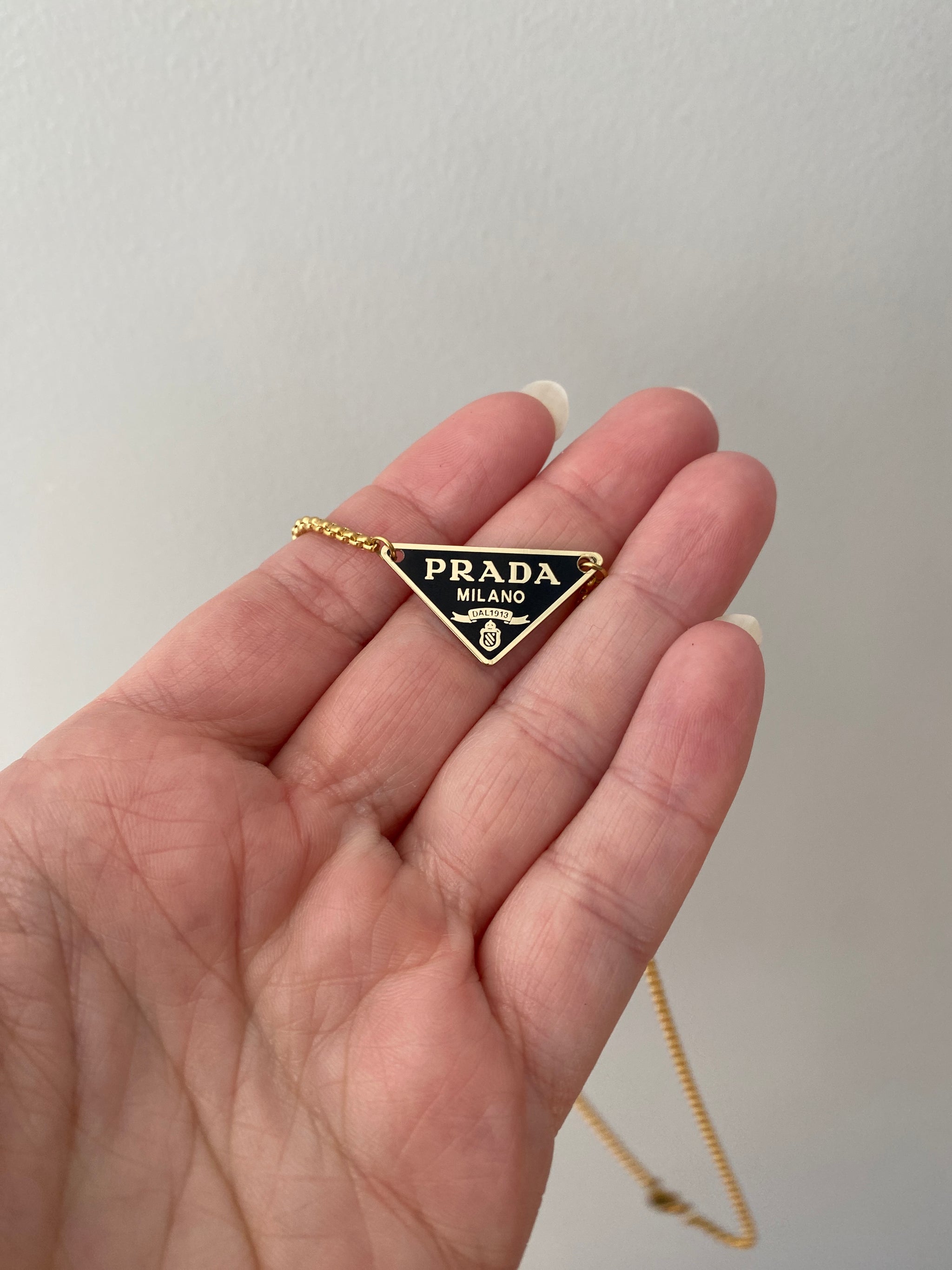 Black and Gold Prada Triangle Charm Necklace – Old Soul Vintage