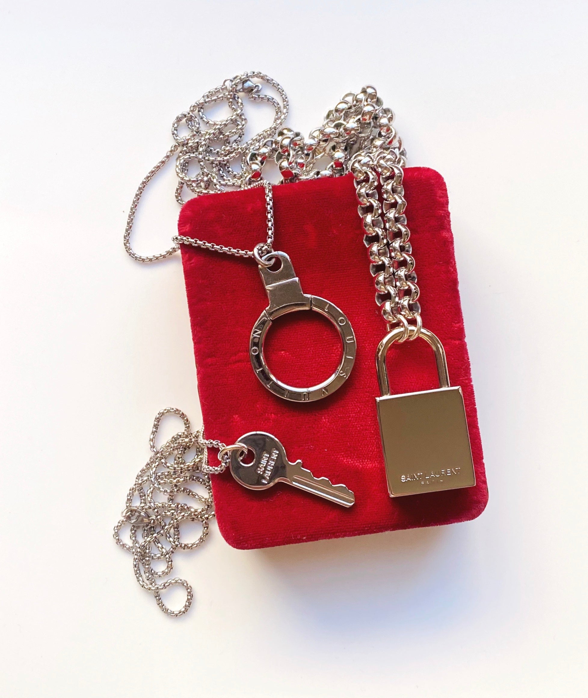 Large Vintage Gunmetal Repurposed Louis Vuitton Keychain Necklace Old Soul Vintage Jewelry