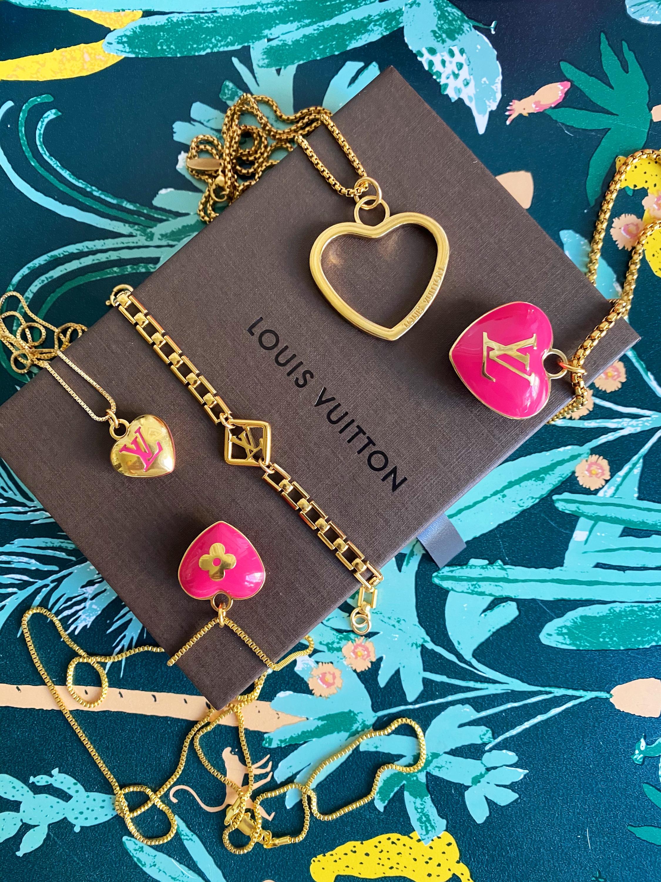 Repurposed Gold Louis Vuitton Heart Charm Vintage Bracelet