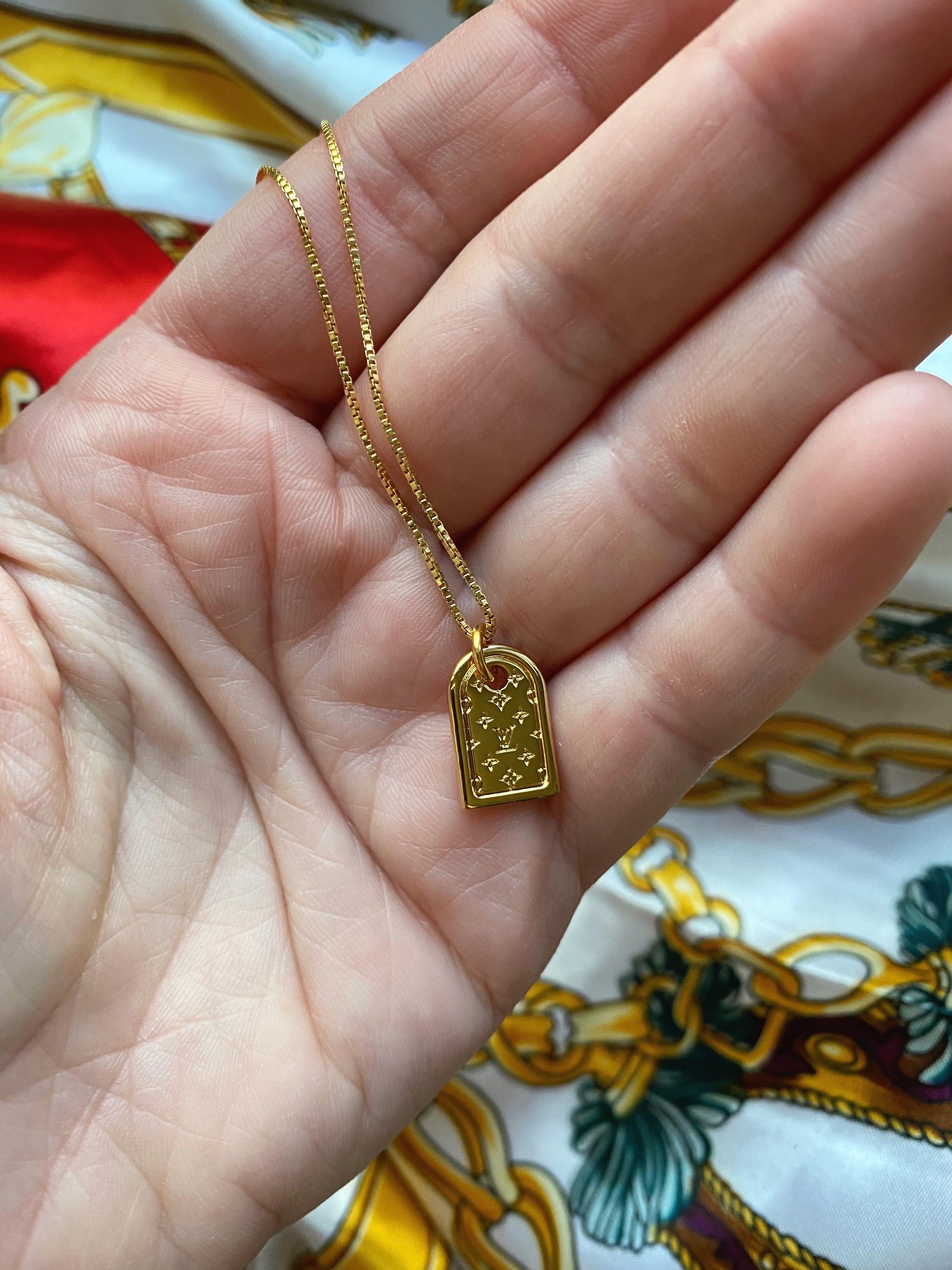 Small Gold Double Sided Repurposed Louis Vuitton Luggage Tag Charm