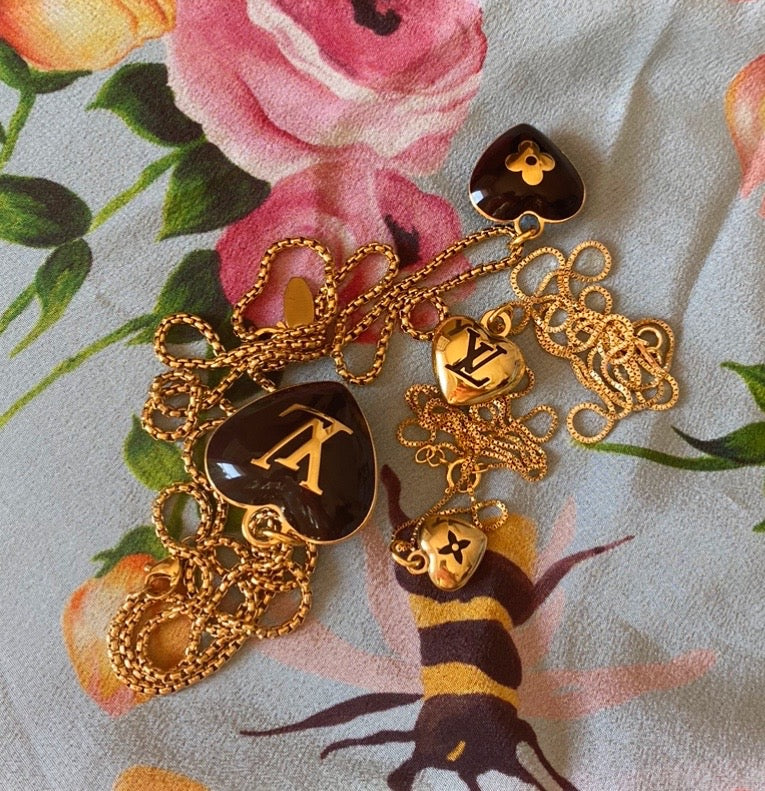 Repurposed Gold Louis Vuitton Heart Charm Vintage Bracelet