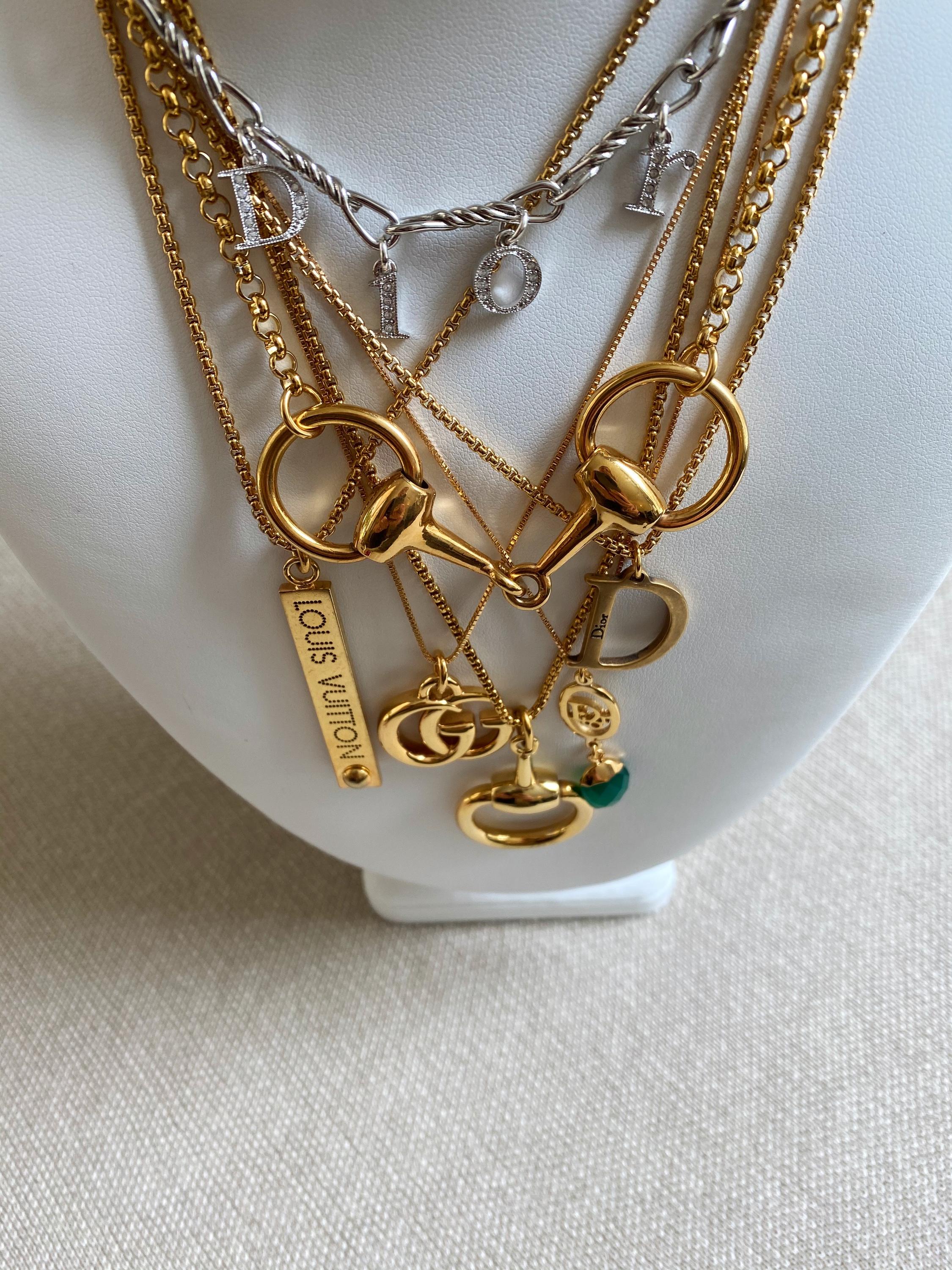 Louis Vuitton Vintage Monogram Bar and Circle Pendant Necklace