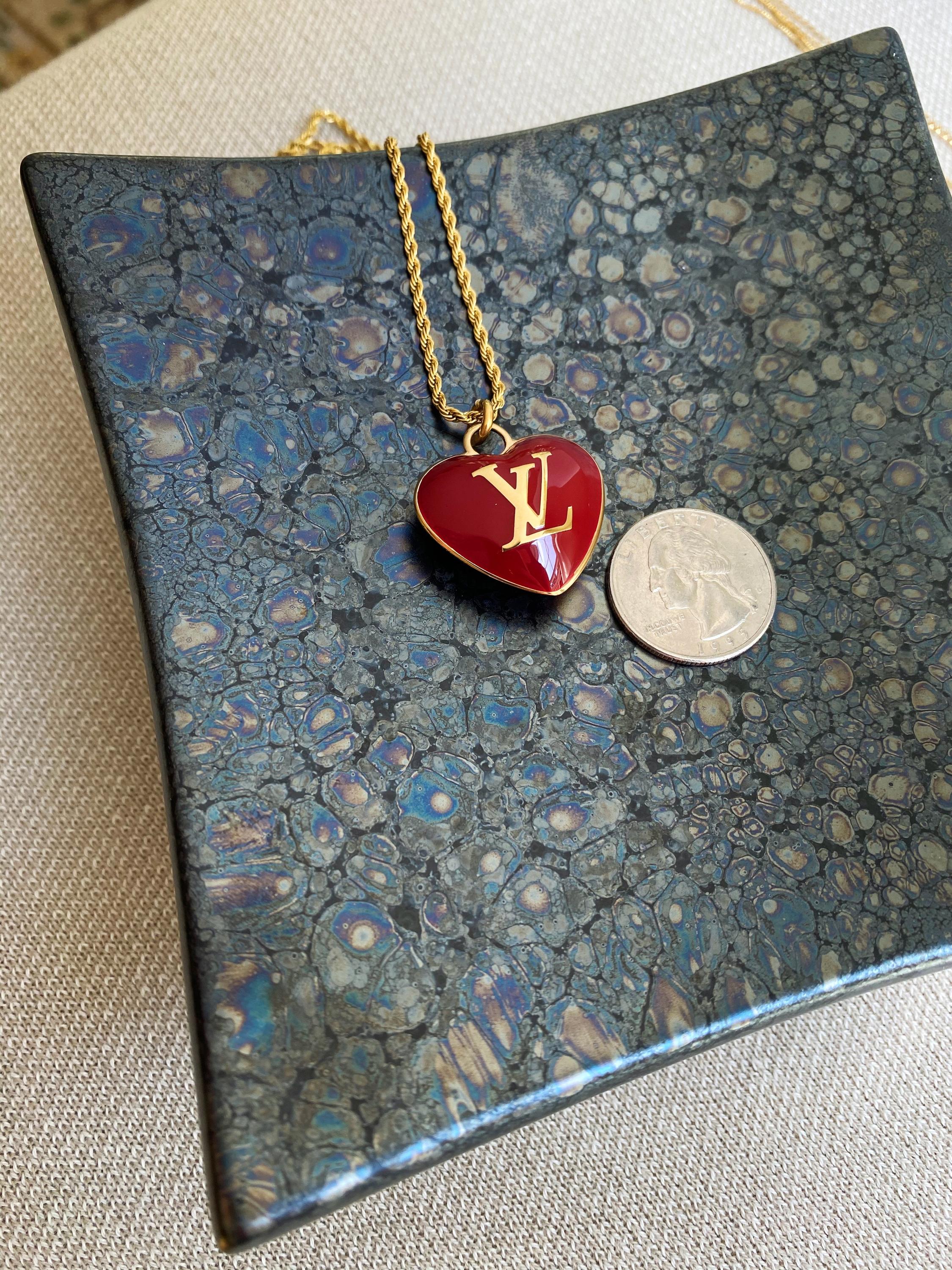 Louis Vuitton LV & V Red Heart Charm Gold Tone Necklace Louis Vuitton | The  Luxury Closet