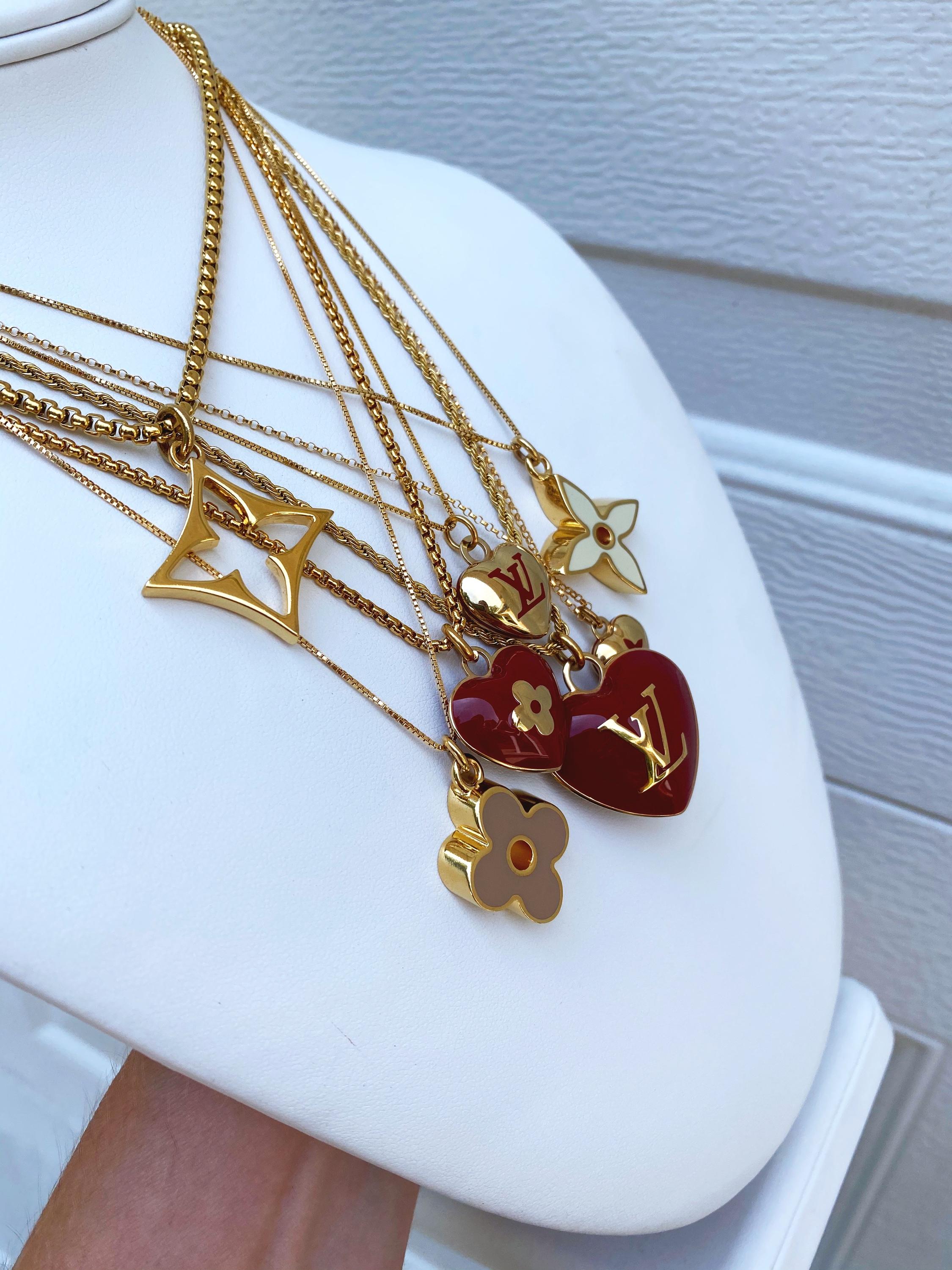 Repurposed Gold Louis Vuitton Heart Charm Vintage Bracelet –  DesignerJewelryCo