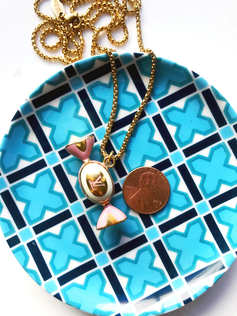 Repurposed Vintage Louis Vuitton Turquoise & Gold Candy Charm Necklace –  DesignerJewelryCo