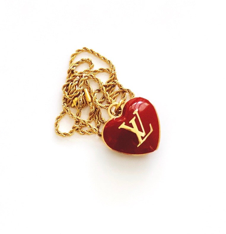 Large Vintage Red and Gold Repurposed Louis Vuitton Heart Charm Neckla –  Old Soul Vintage Jewelry