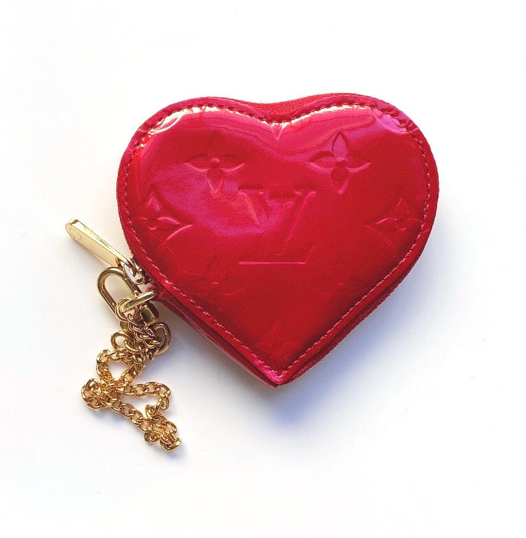 Louis Vuitton Red Vernis Heart Coin Purse