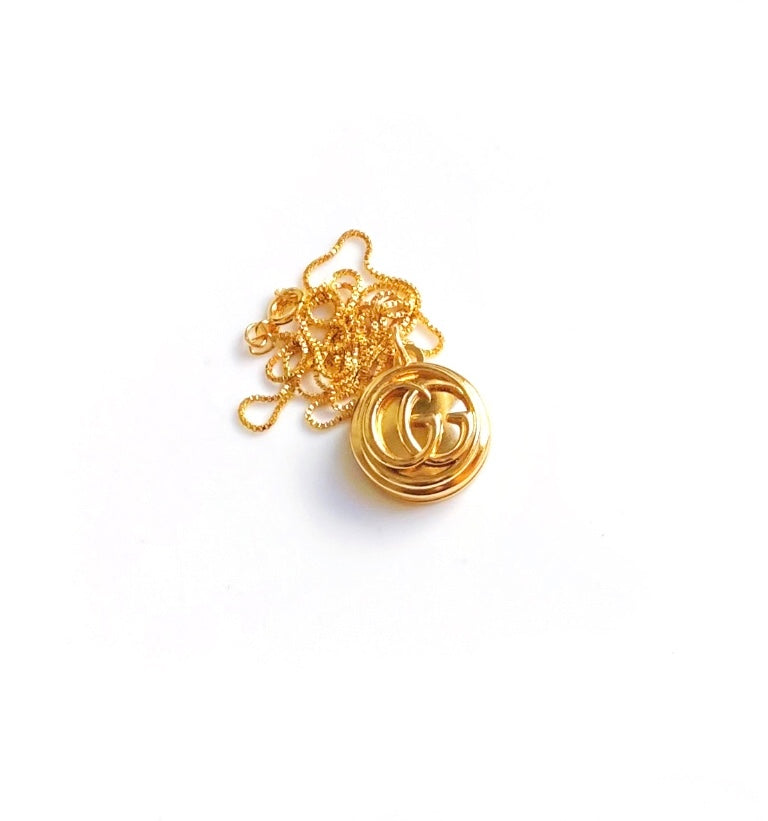 NEW Medium Gold Repurposed Gucci Button Necklace