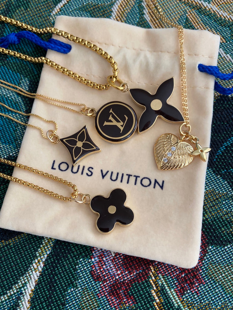 Small-Medium Vintage Gold Repurposed Louis Vuitton Charm Necklace