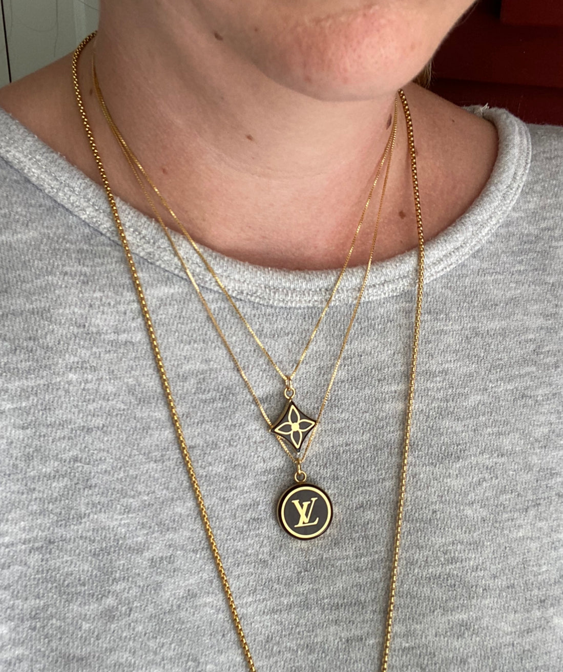 Small-Medium Vintage Gold Repurposed Louis Vuitton Charm Necklace