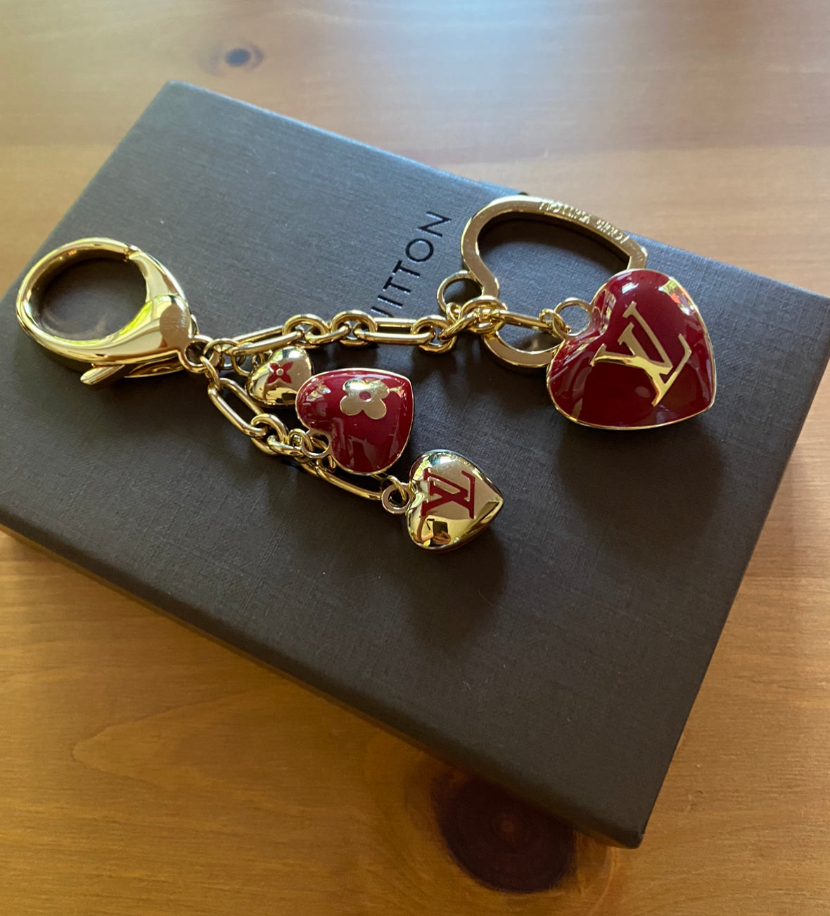 Louis Vuitton Pink Hearts Enamel Bag Charm