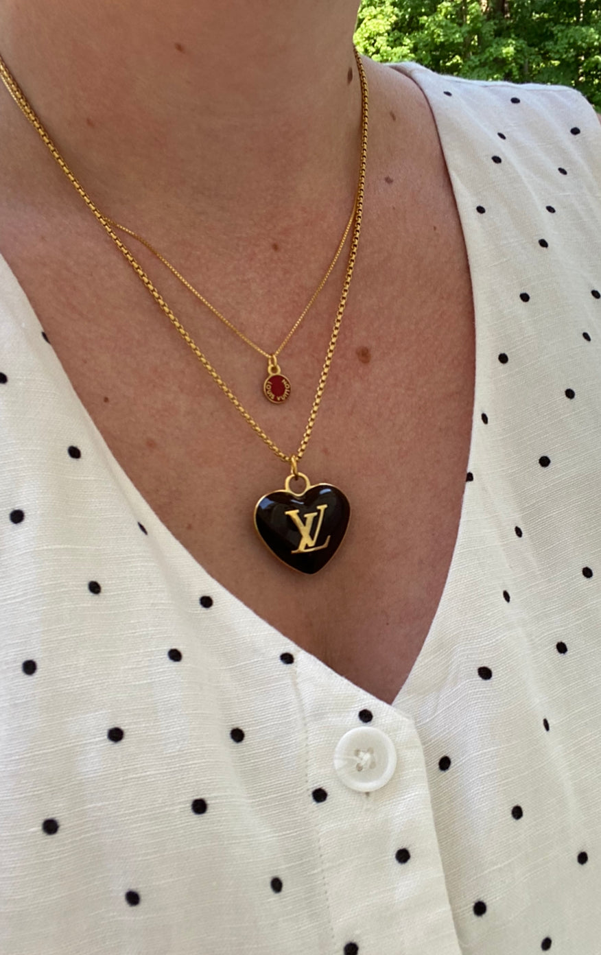 Small-Medium Vintage Gold Repurposed Louis Vuitton Charm Necklace