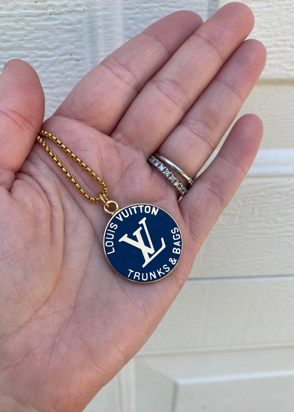 Large Vintage Blue and Gold Repurposed Louis Vuitton Charm Necklace – Old  Soul Vintage Jewelry