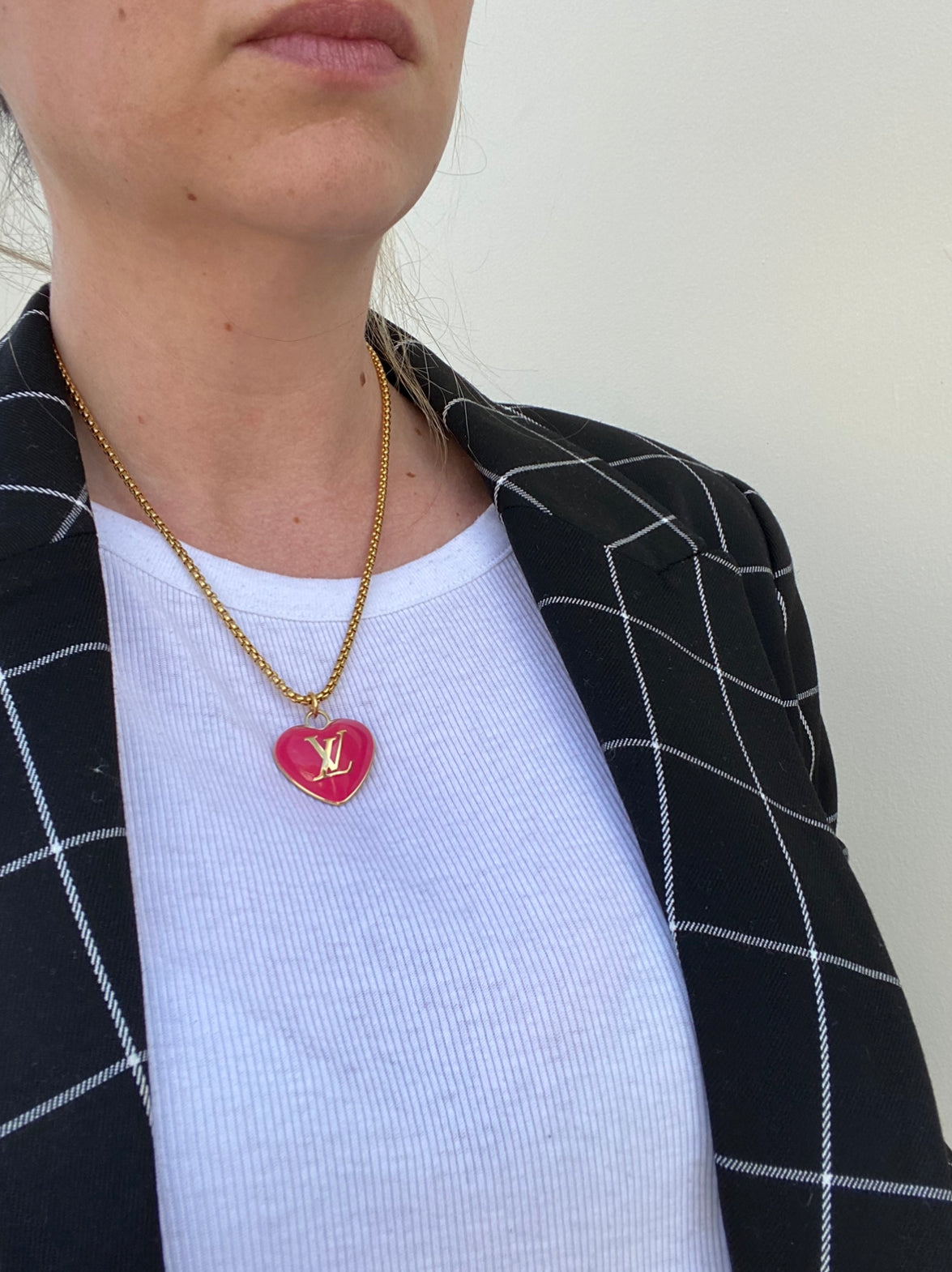 Large Vintage Red and Gold Repurposed Louis Vuitton Heart Charm Neckla –  Old Soul Vintage Jewelry