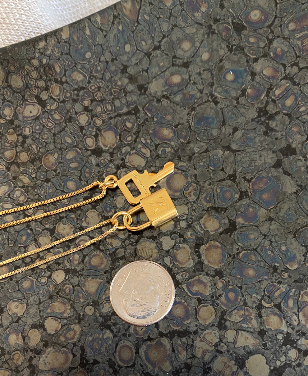Repurposed Gold Louis Vuitton Rare Key Charm Necklace