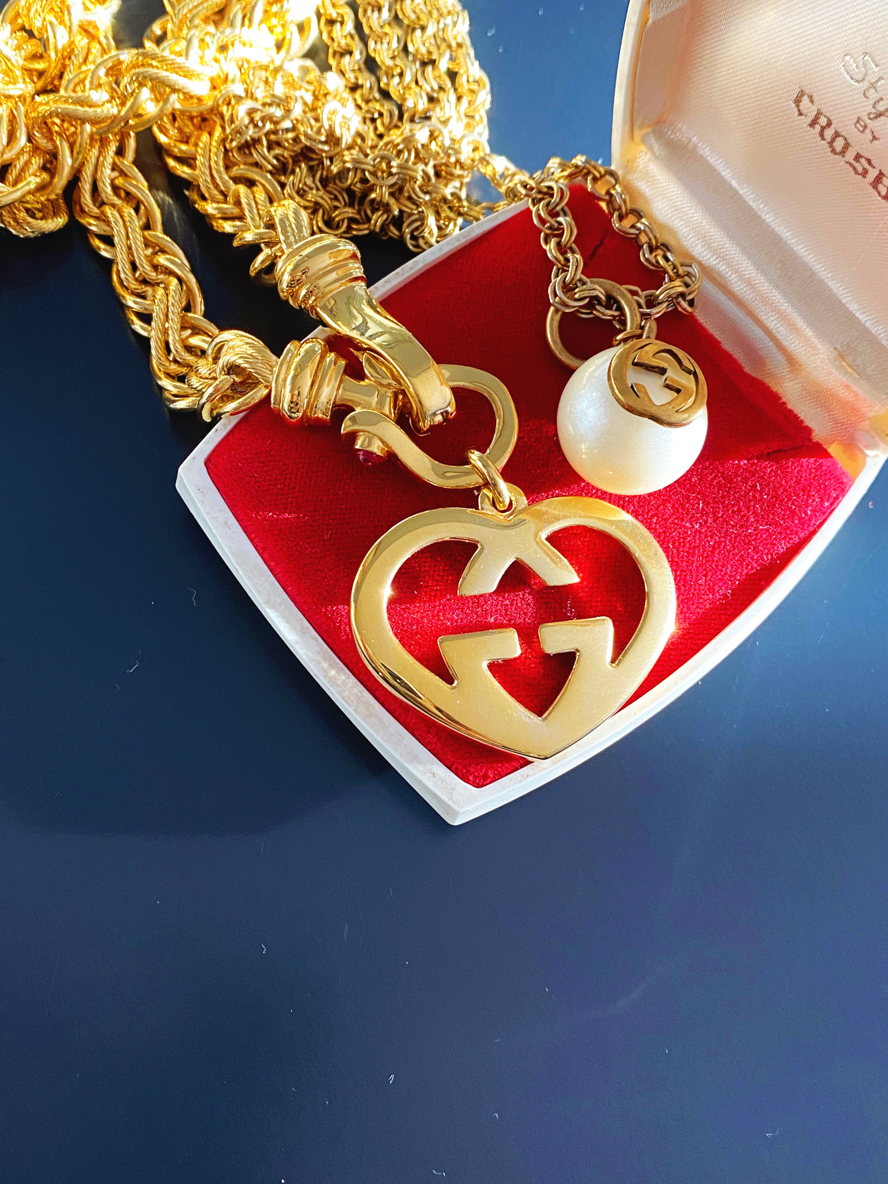 Huge Gucci Gold Heart Statement Necklace Old Soul Vintage Jewelry