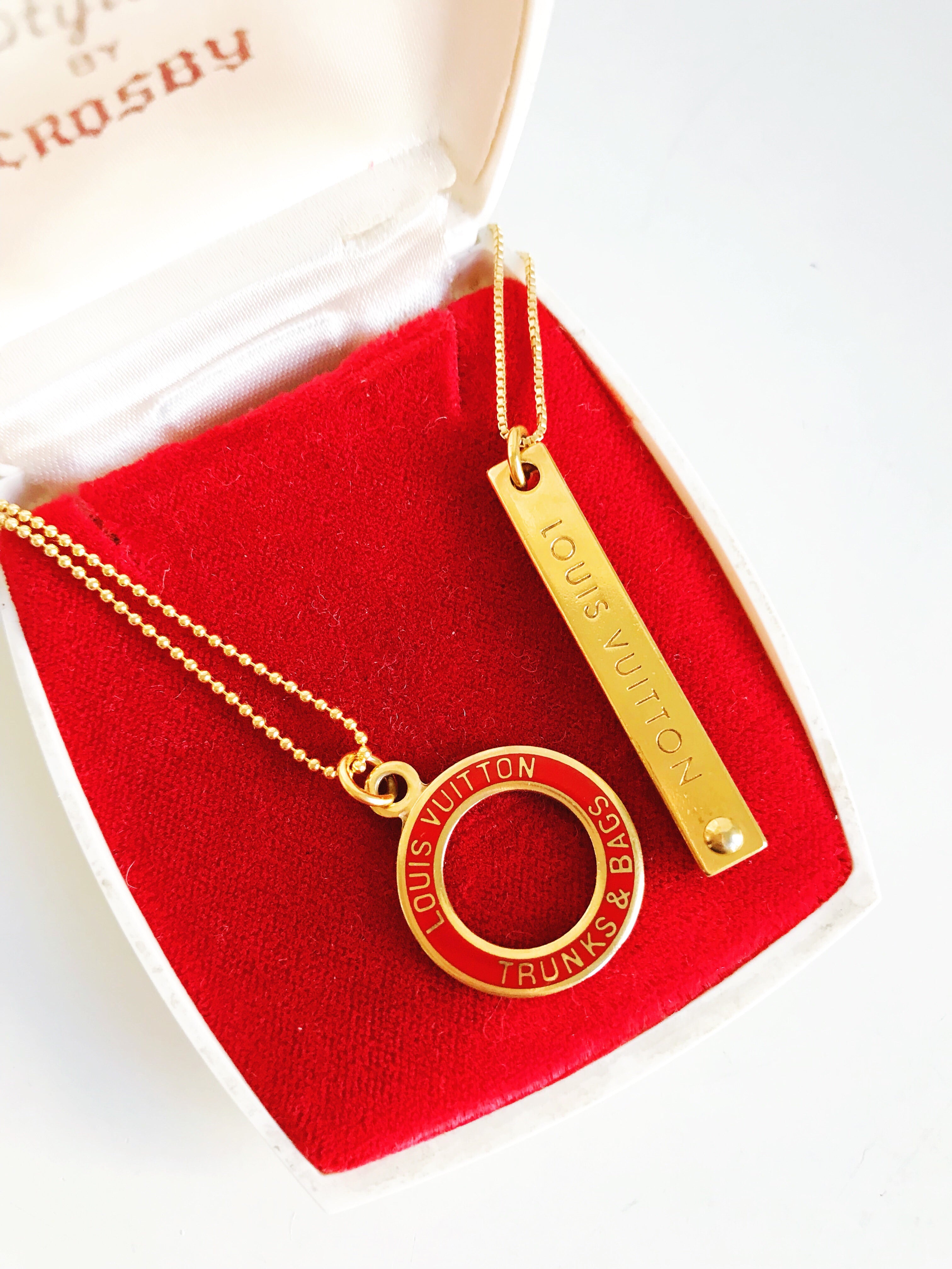 Louis Vuitton Vintage Monogram Bar and Circle Pendant Necklace