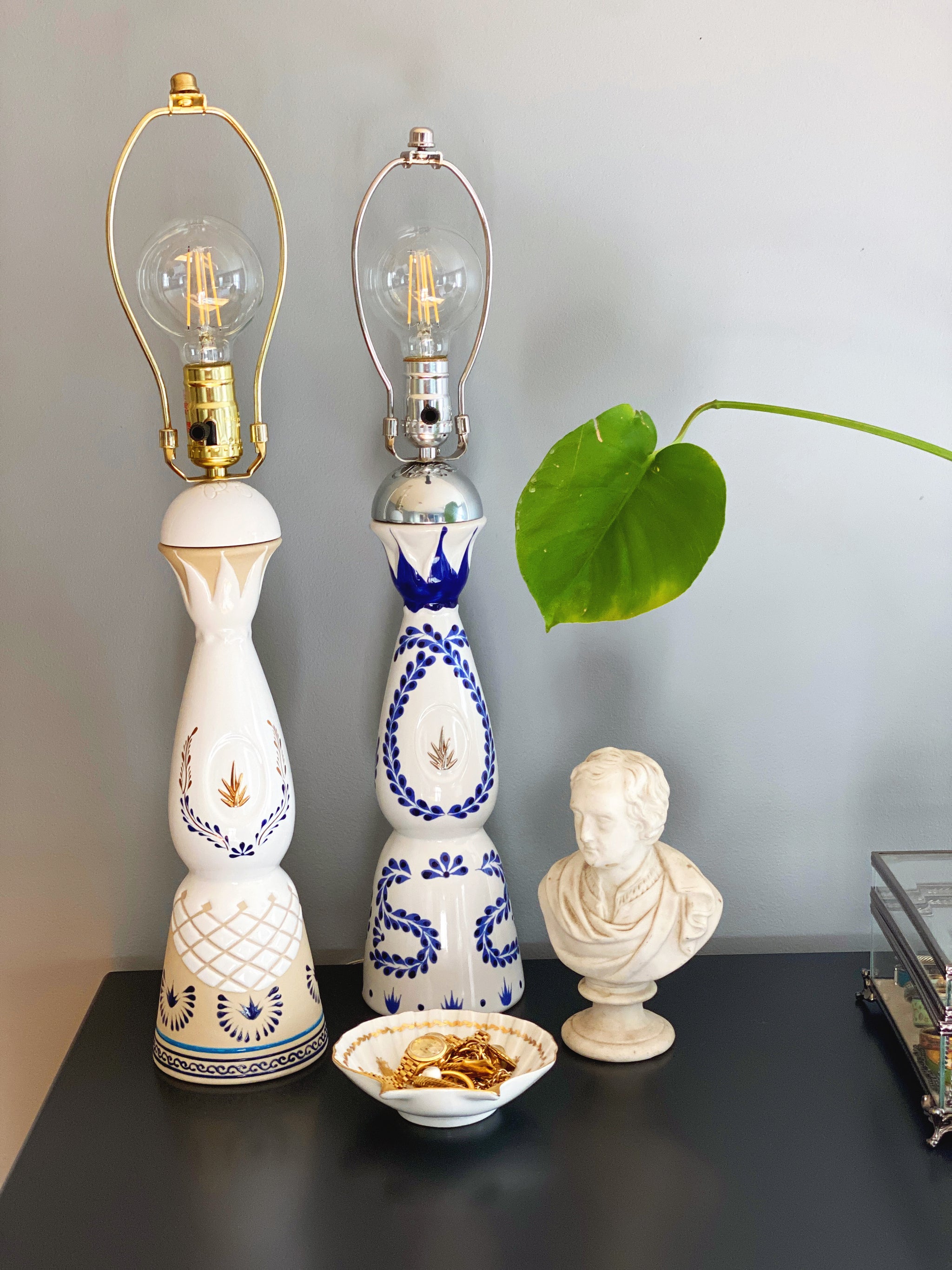 LIMITED EDITION Cream, White & Blur Clase Azul Anejo Tequila Lamp