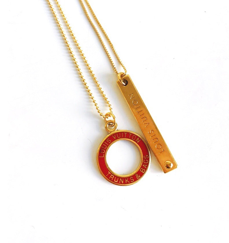 Medium Red and Gold Louis Vuitton Circle Charm Necklace – Old Soul Vintage  Jewelry